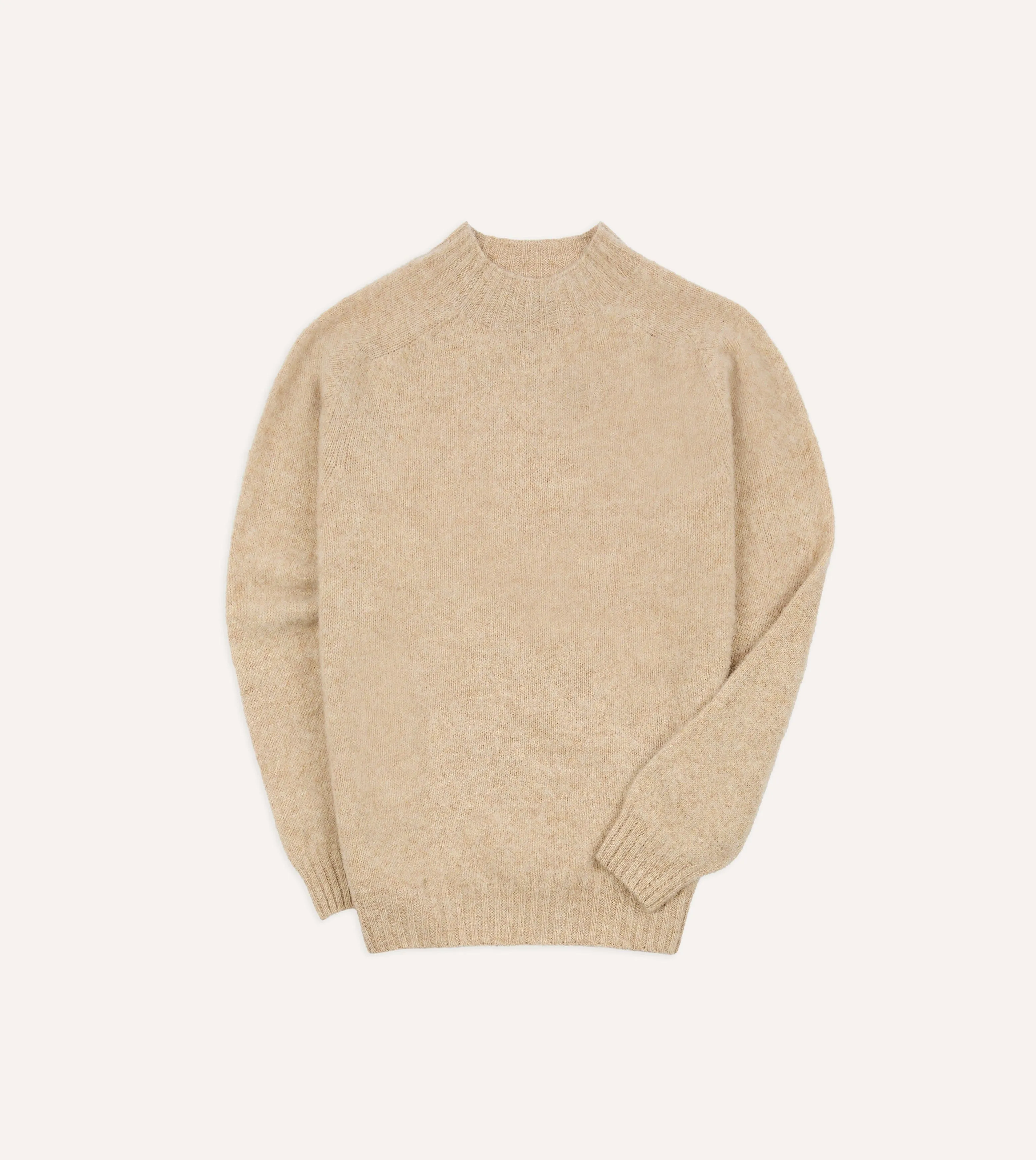 Smart Layer Neutral Tones Ecru Brushed Shetland Mock Neck Jumper