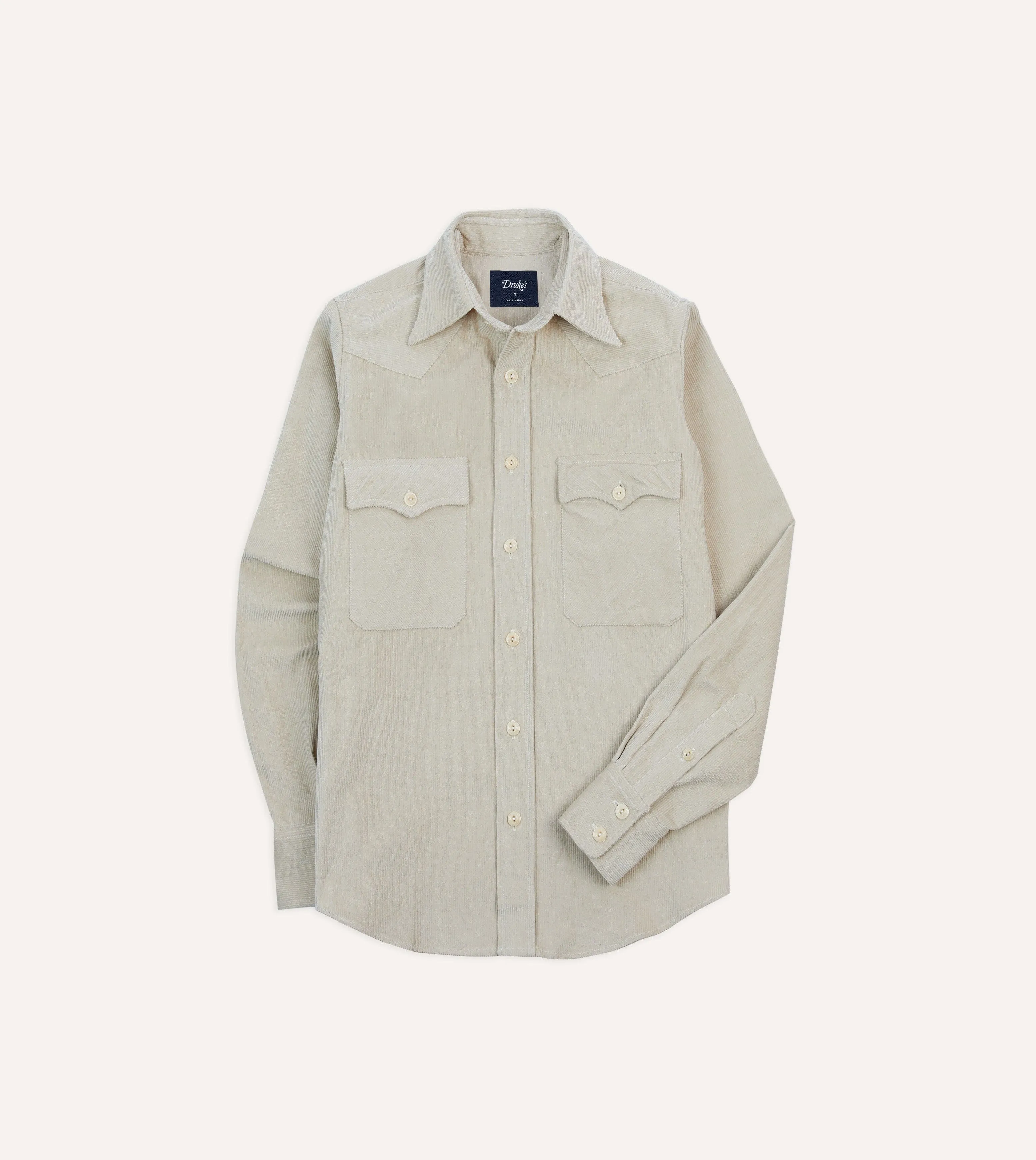 Ecru Corduroy Two-Pocket Western Shirt Eco Conscious Production
