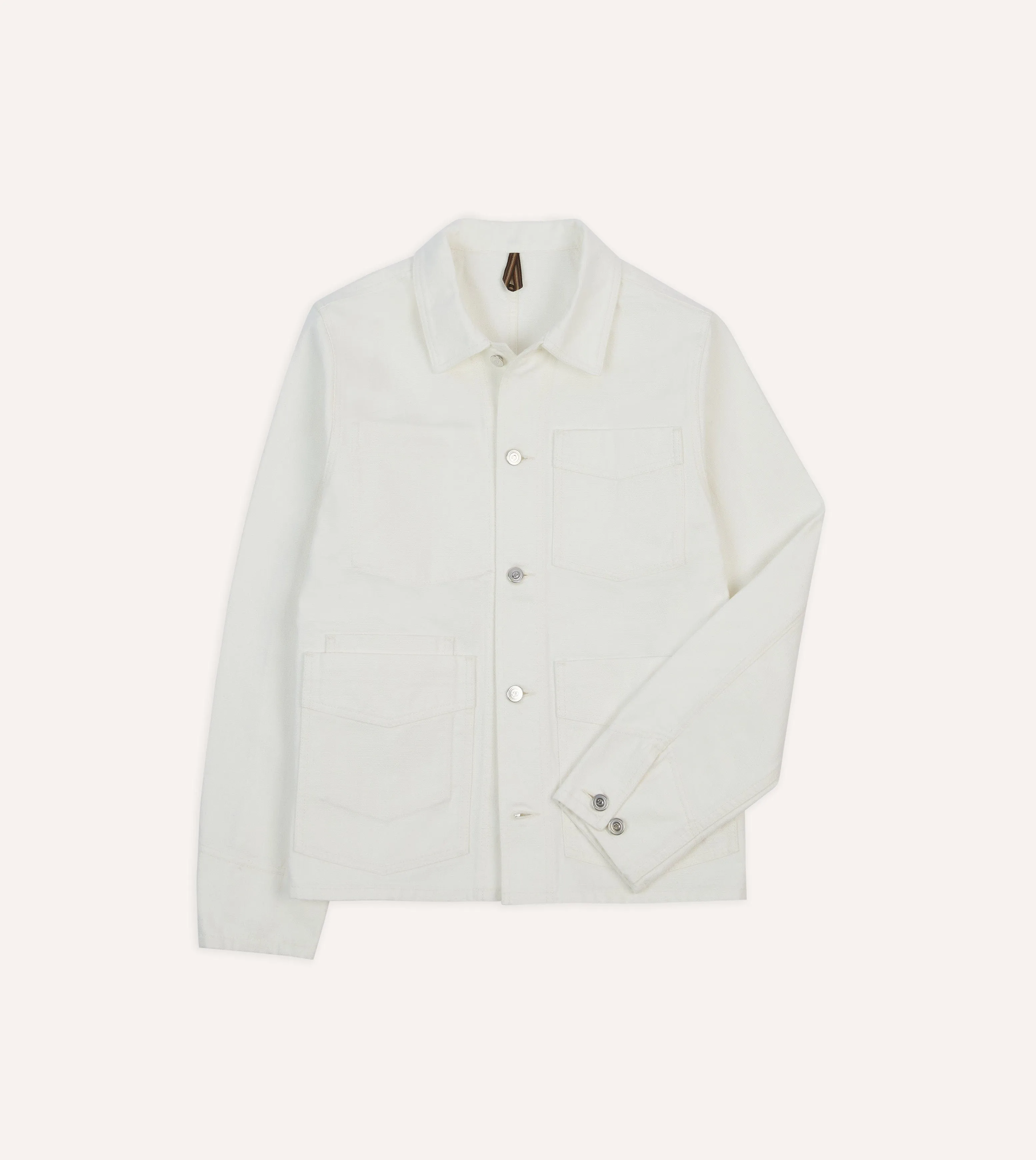 Ecru Cotton Canvas Work Jacket Down Stuffed