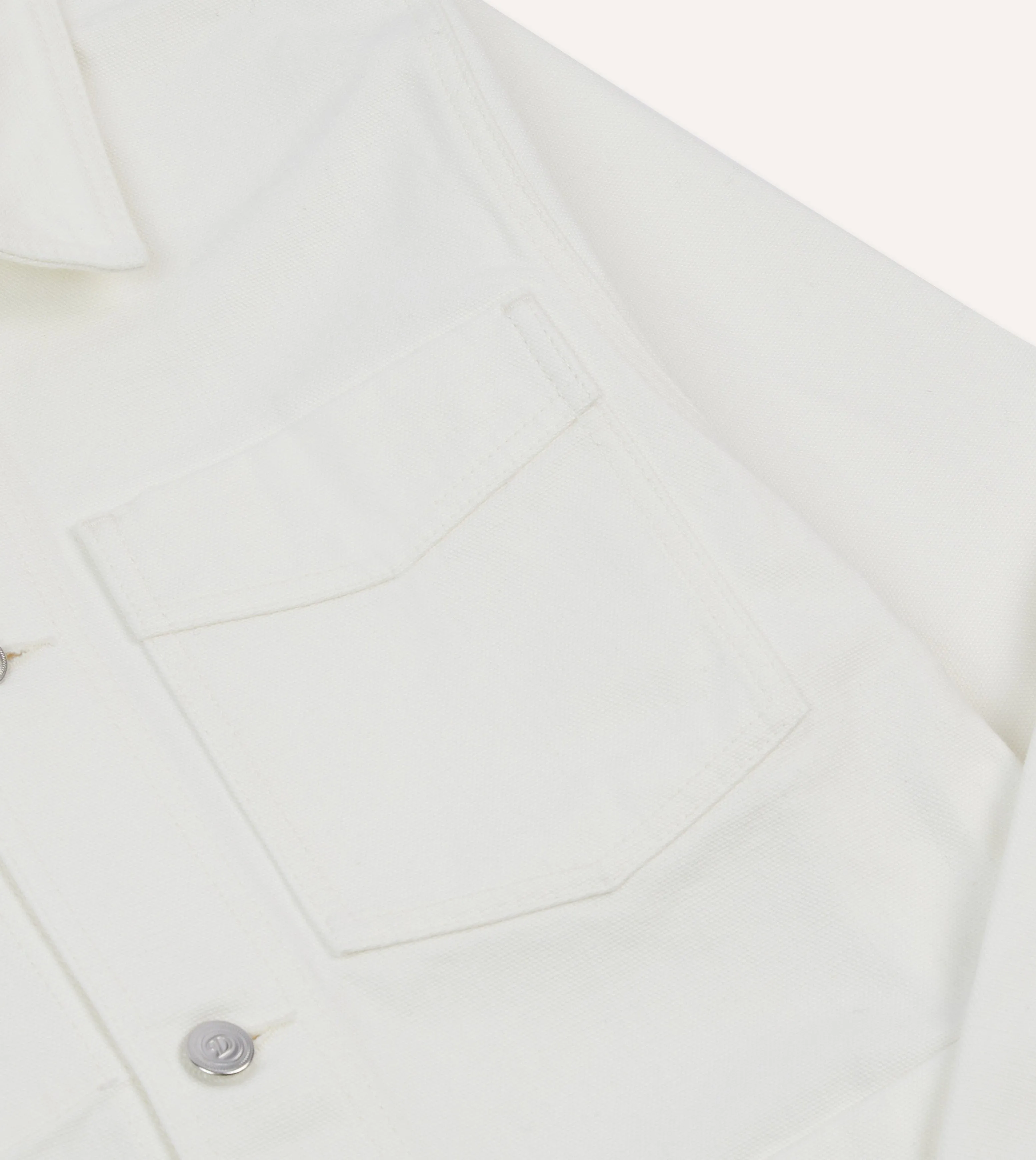 Ecru Cotton Canvas Work Jacket AbrasionResistantEdging