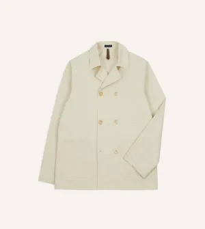 Low Maintenance Fabric Ecru Cotton Double-Breasted Chore Coat