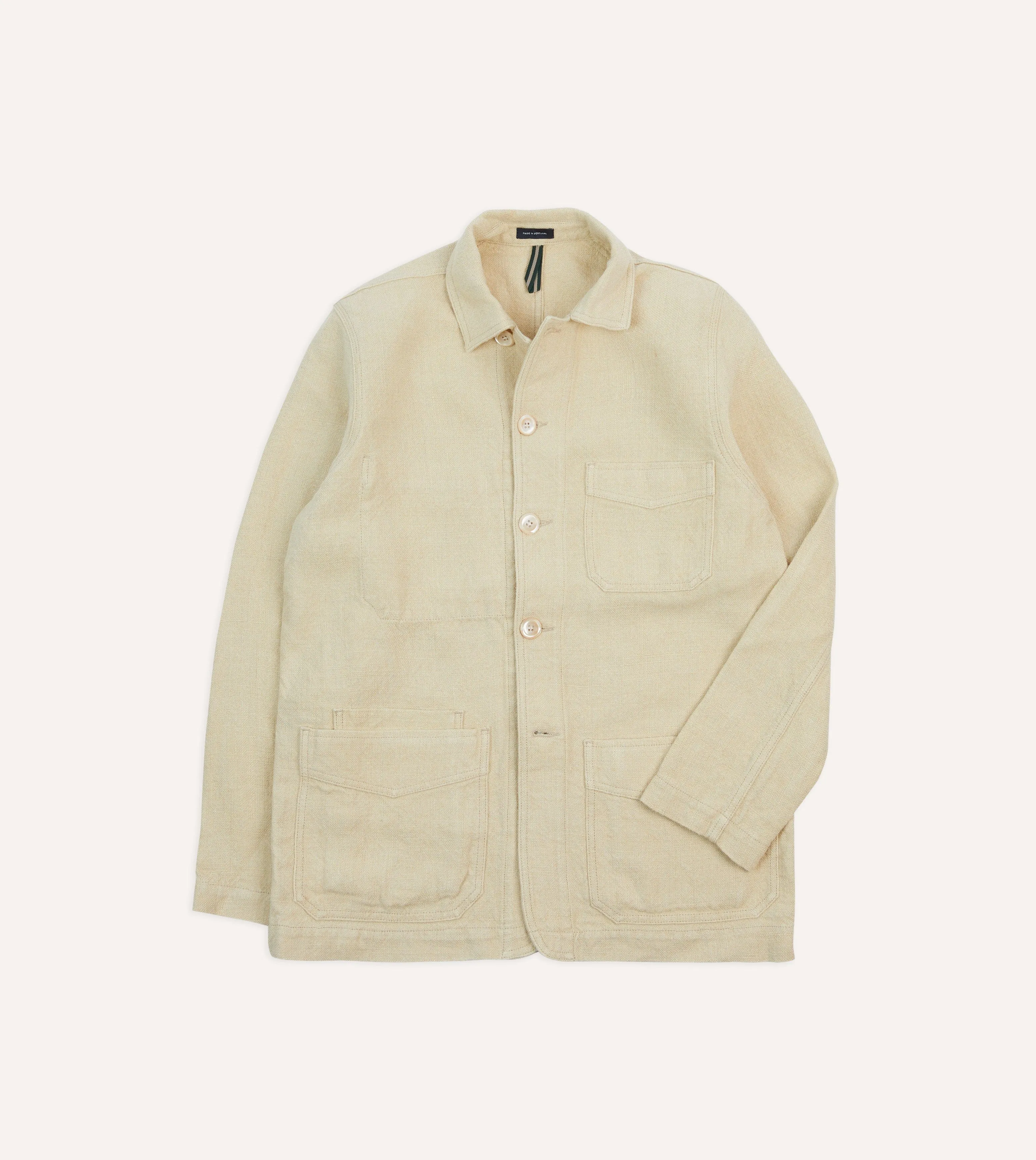 Lightweight Windbreaker Tech Ecru Linen Five-Pocket Chore Jacket
