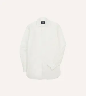 Ecru Linen Long Point Collar Shirt Cozy Waistband