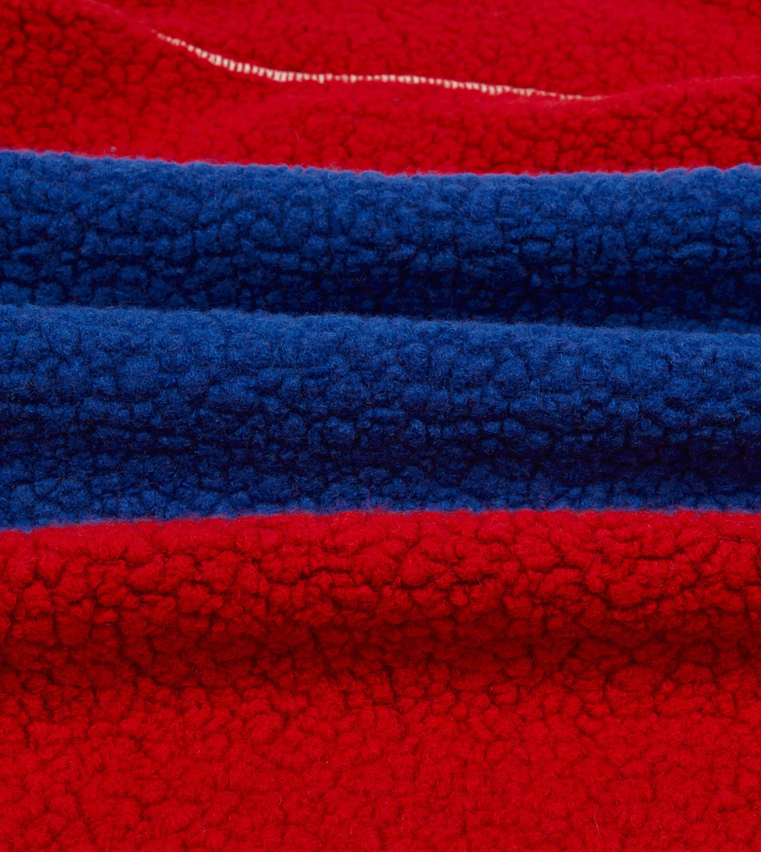 Slip Resistant Grip Ecru, Red and Blue Boucle Wool Zip Fleece Jacket