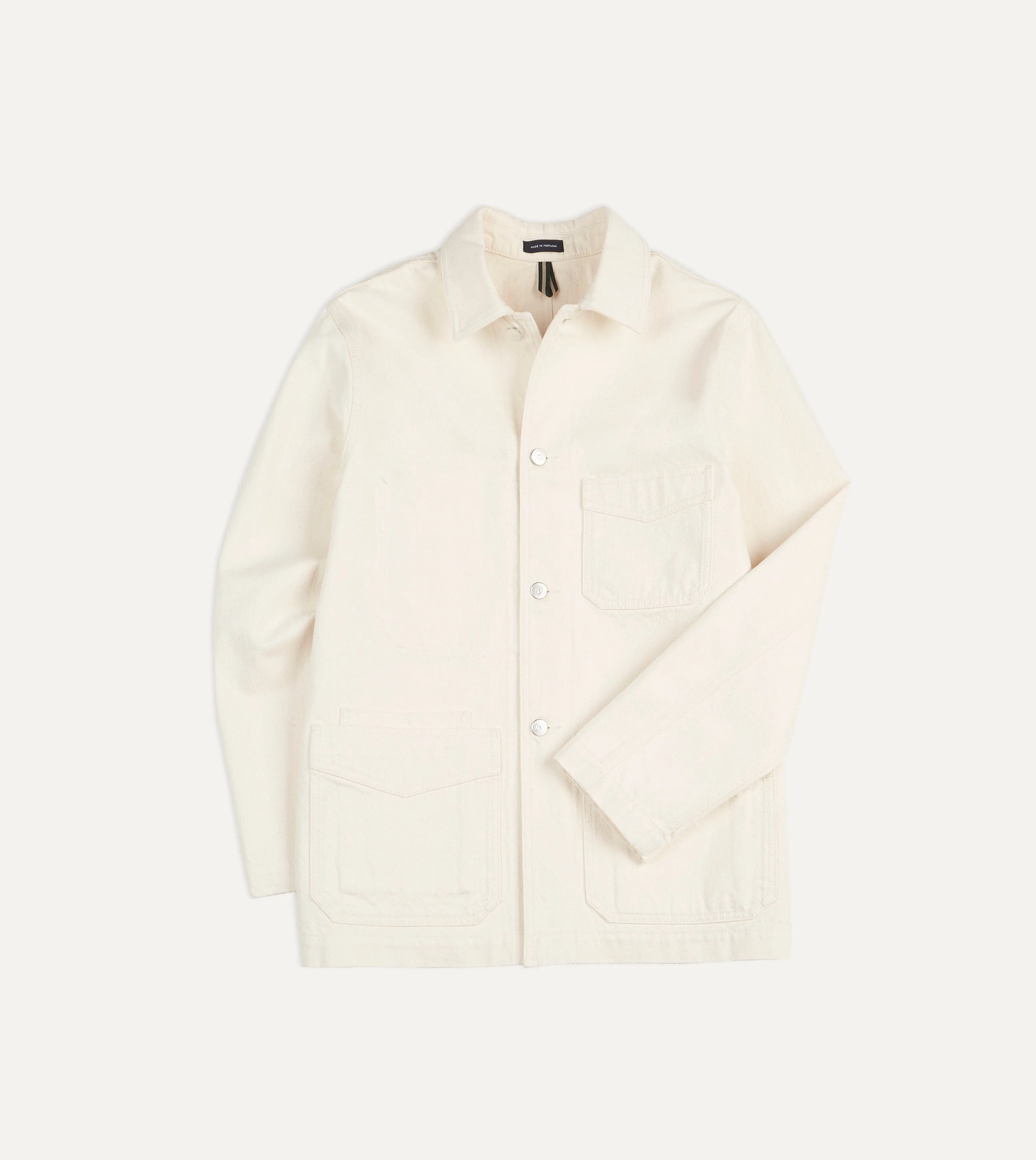 Compact Fit Look WindResistant Coating Ecru Selvedge Denim Five-Pocket Chore Jacket