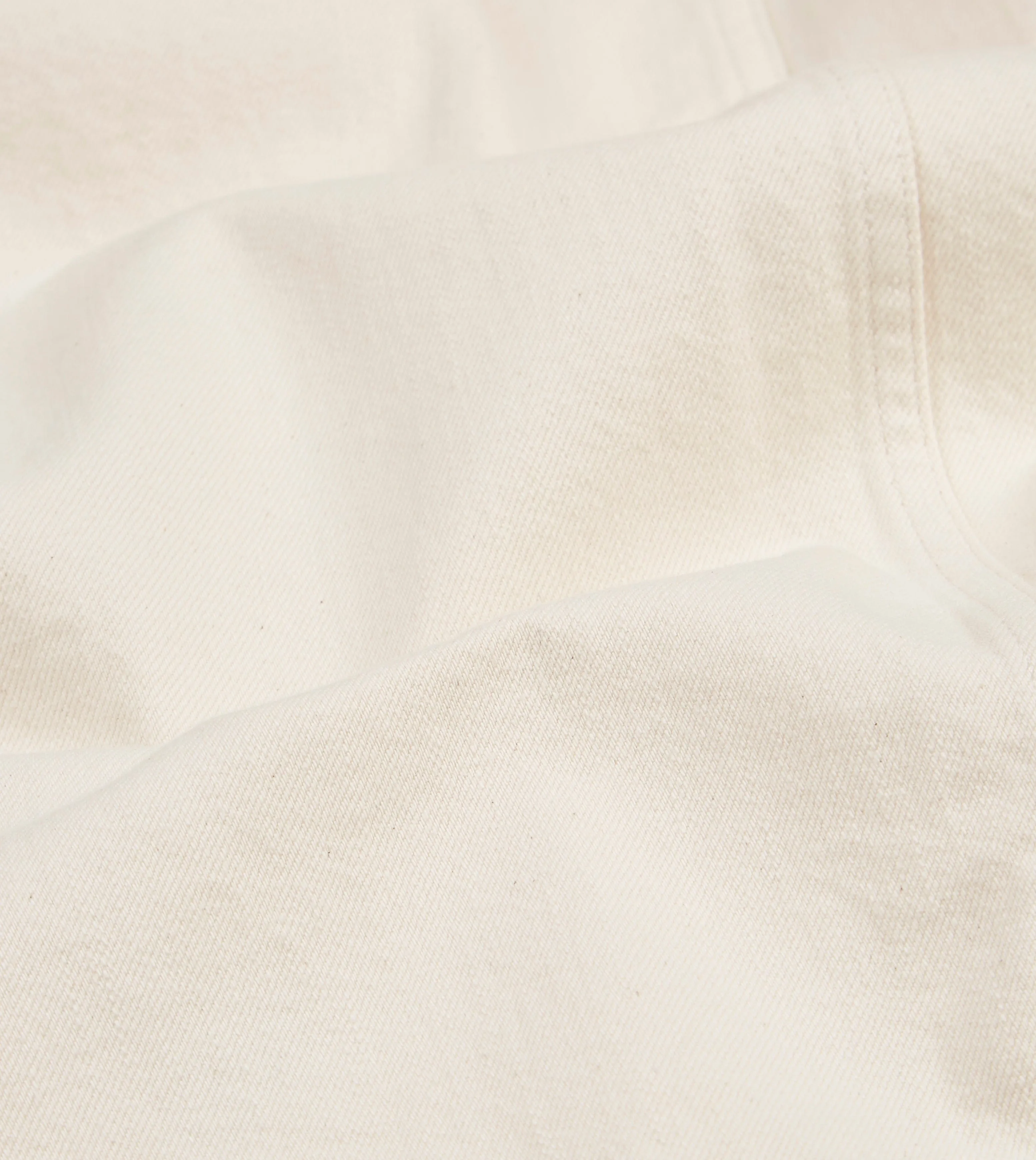 Adjustable Hood Ecru Selvedge Denim Five-Pocket Chore Jacket