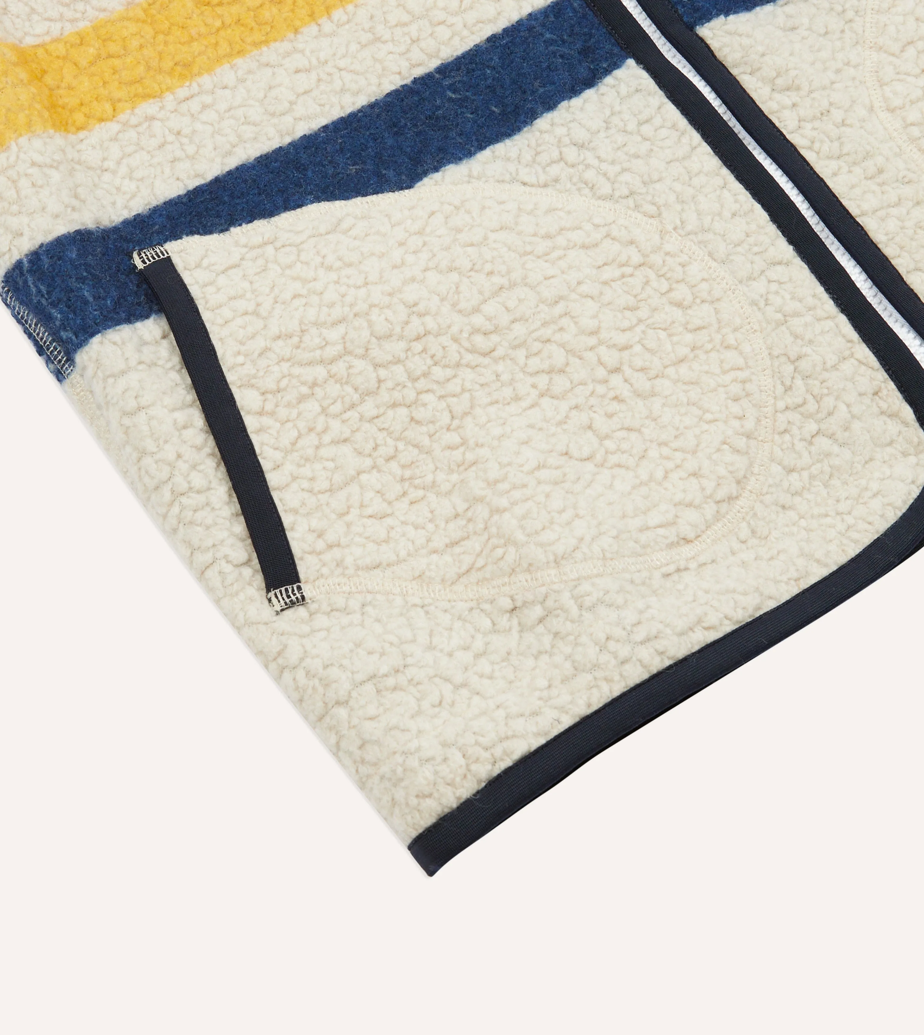 ExpandableSideGussets Smooth Zipper Track Ecru Stripe Boucle Wool Zip Fleece Vest