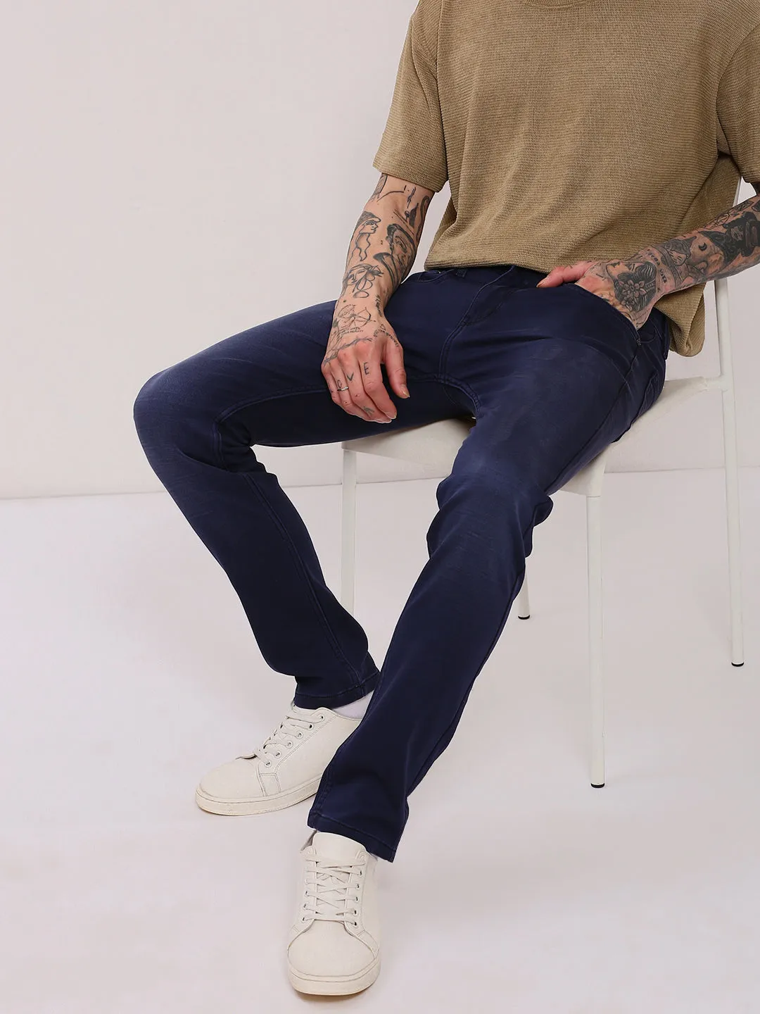 Urban appeal Earthy Streetwear Fan Nature Lover Men's Navy Blue Slim Fit Jeans