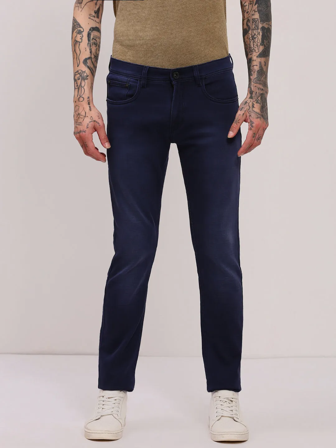 Soft Aesthetic Smart Look Men's Navy Blue Slim Fit Jeans