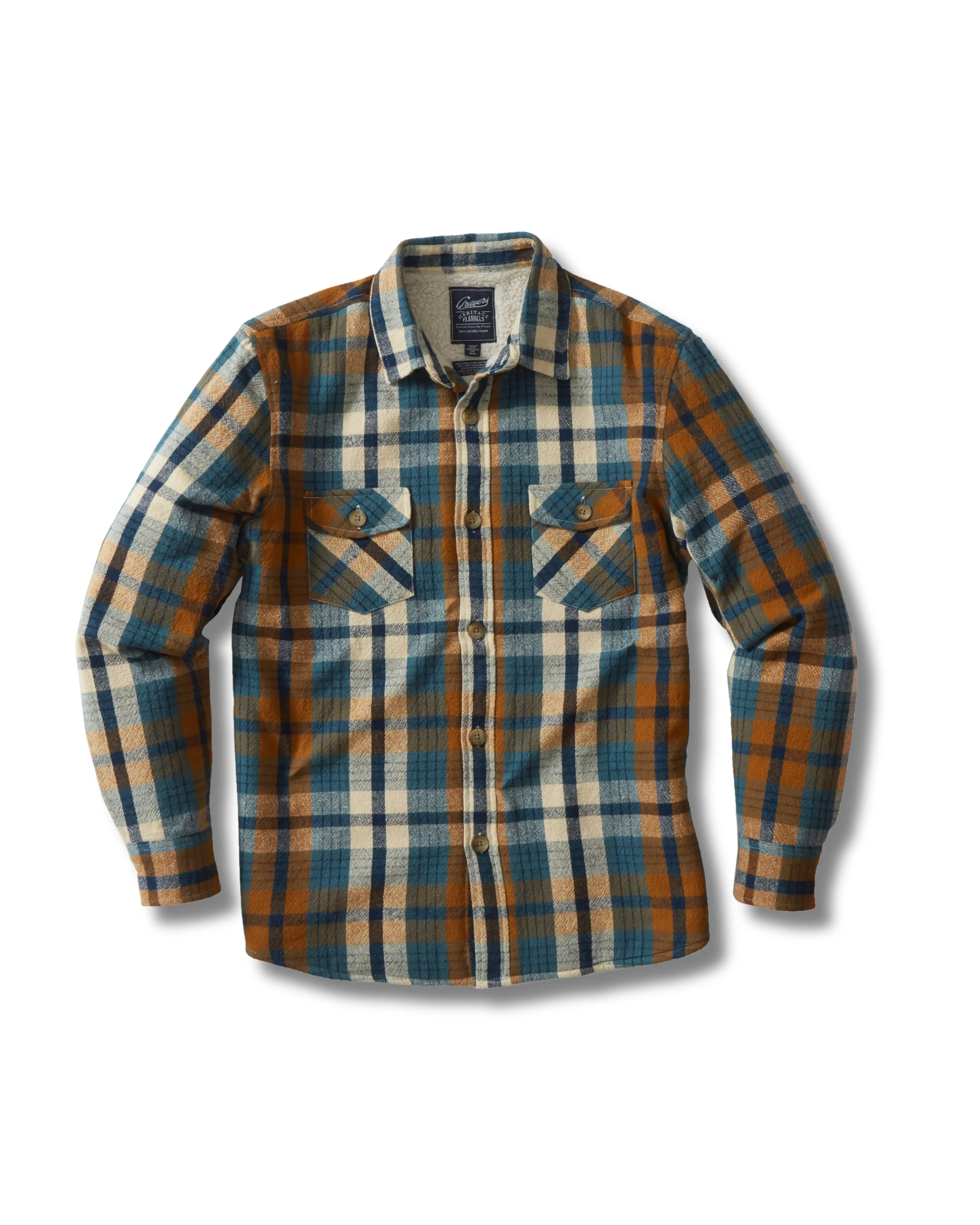 All weather Slim Tailored Edmund Sherpa Lined Shirt Jacket - Blue Biscuit