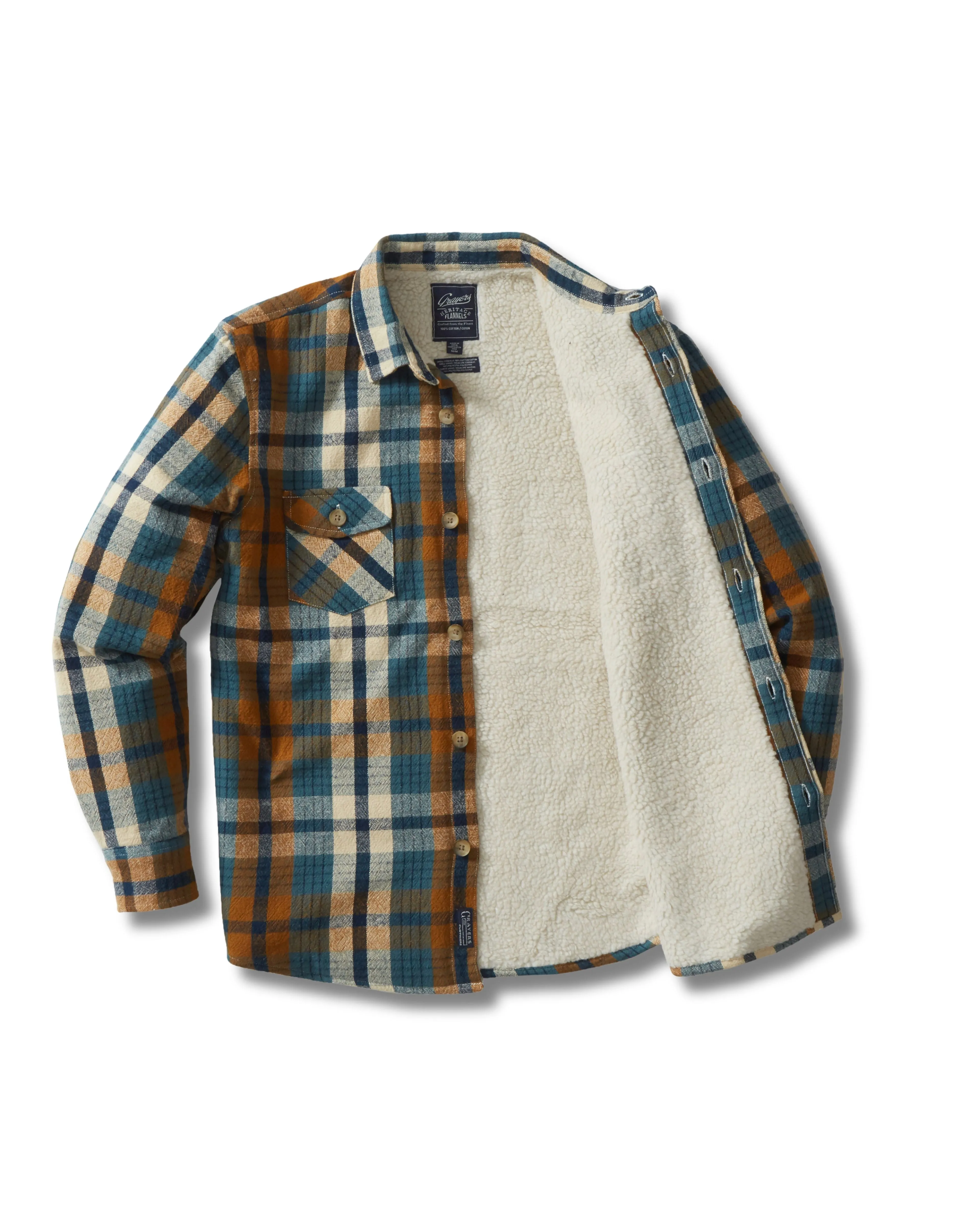 Hooded Versatile Design Edmund Sherpa Lined Shirt Jacket - Blue Biscuit