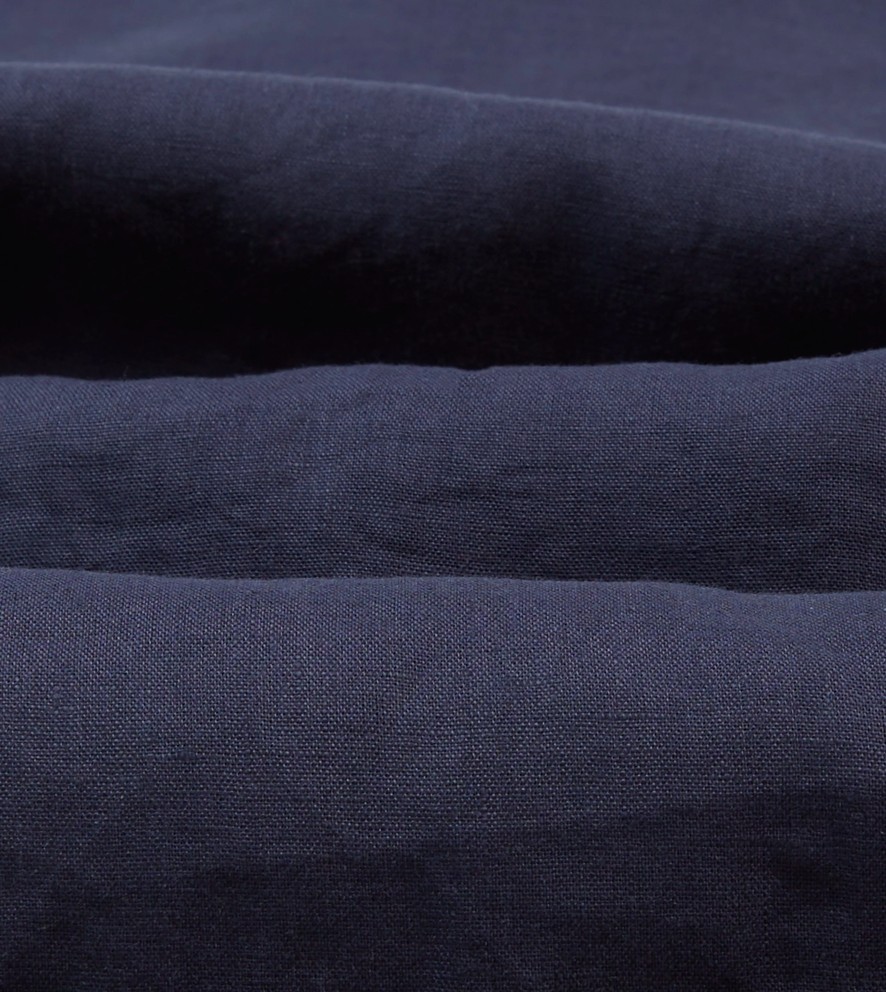 Navy Linen Short Sleeve Cuban Shirt BreathableFabric Multi Directional Stretch