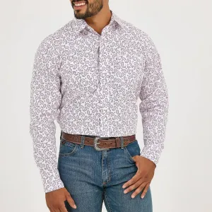 Relaxed Fit Design easygoing look Wrangler Men's L/S 20X Competition Western Snap Shirt in Pink Sangria Paisley (Available in Tall Sizes)