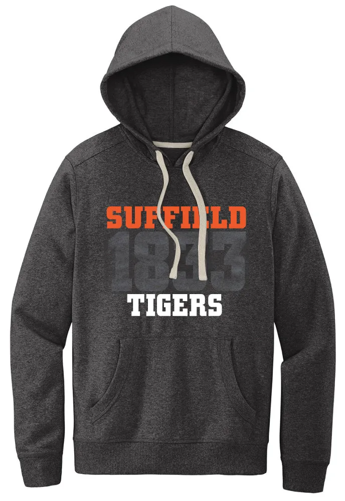 embroidery accents Cozy Warmth ES Sports Charcoal Heather Hoodie with 1833 & Tigers