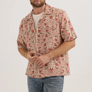 Wrangler Men's S/S Coconut Cowboy Snap Front Camp Shirt in Brown Duel Timeless Wear SeamlessSidePanels