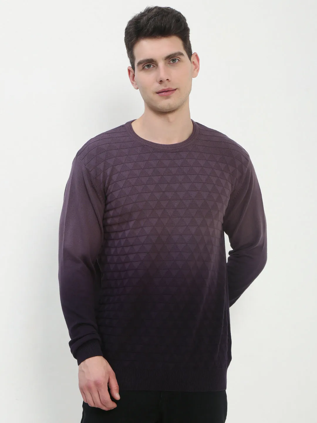 Men's Purple Ombre Sweater Ultra Soft Yarn