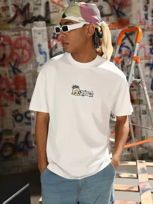 Men's Casual White Graphic Printed T-Shirt Outdoor Apparel