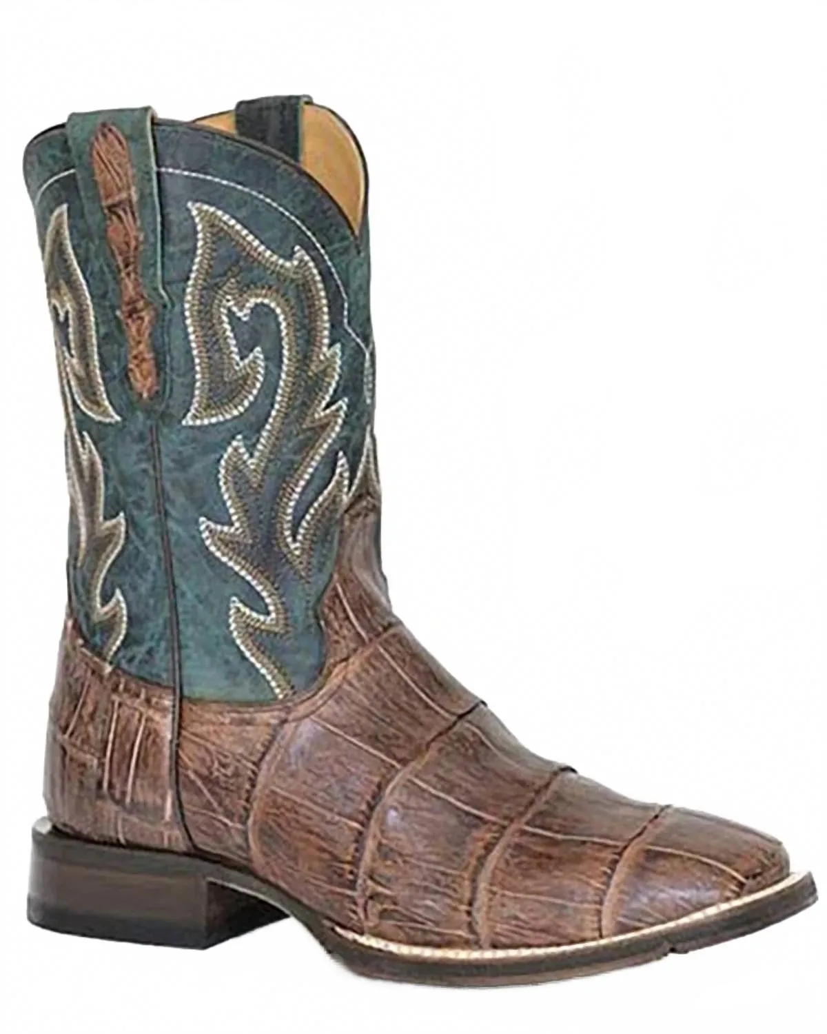 Real Work Designer Label Men's Alligator Performance Sole Exotic Boot In Brown/blue