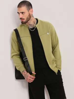 Men's Green Solid Pullovers surfing suitable
