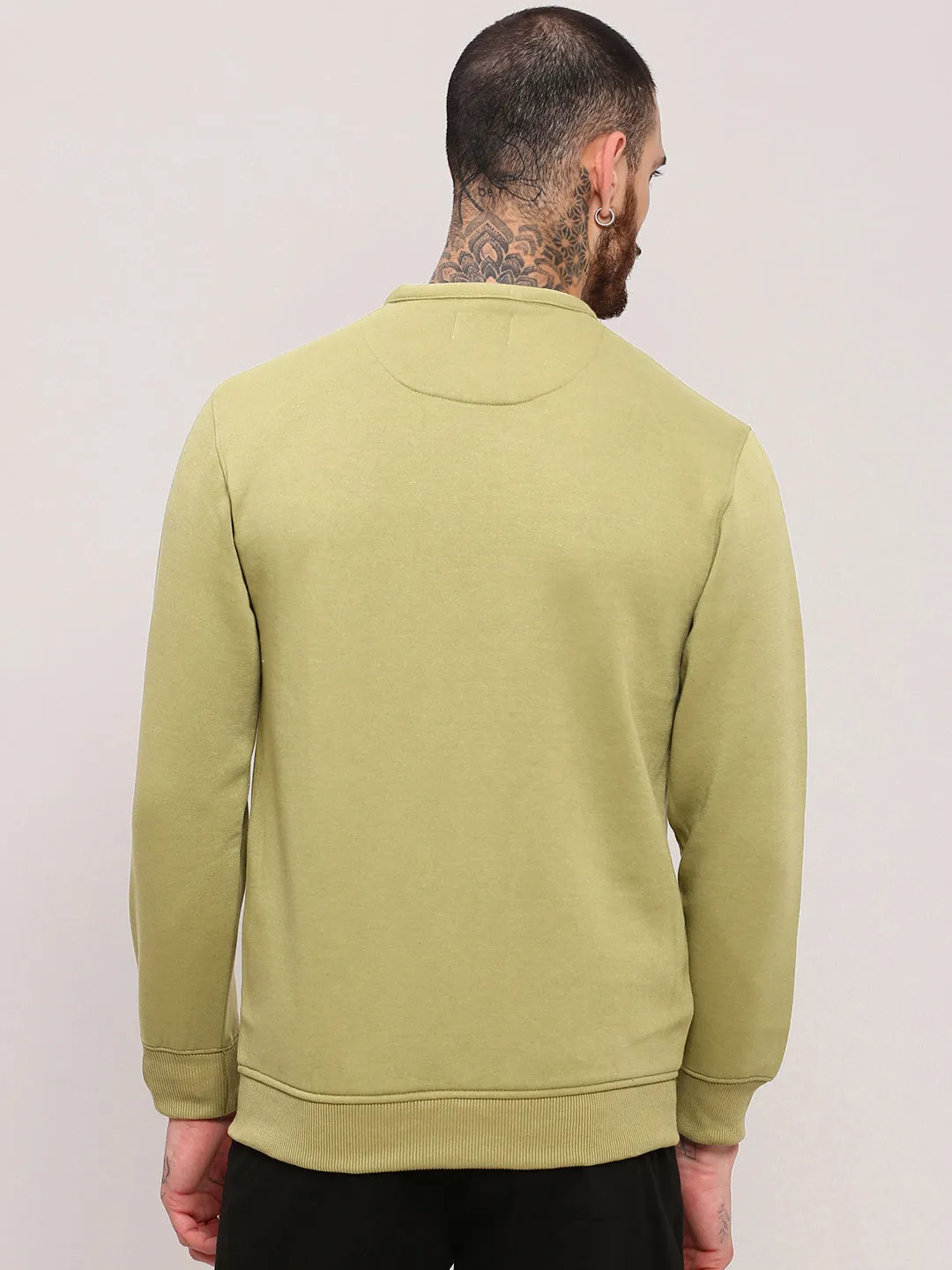Tall Length Versatile Outfit Men's Green Solid Pullovers