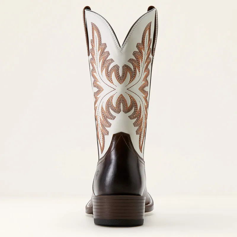 Ariat Men's Renegade Cowboy Boot in Mahogany/ Crema Deep Freeze Adjustable Strap Mechanism