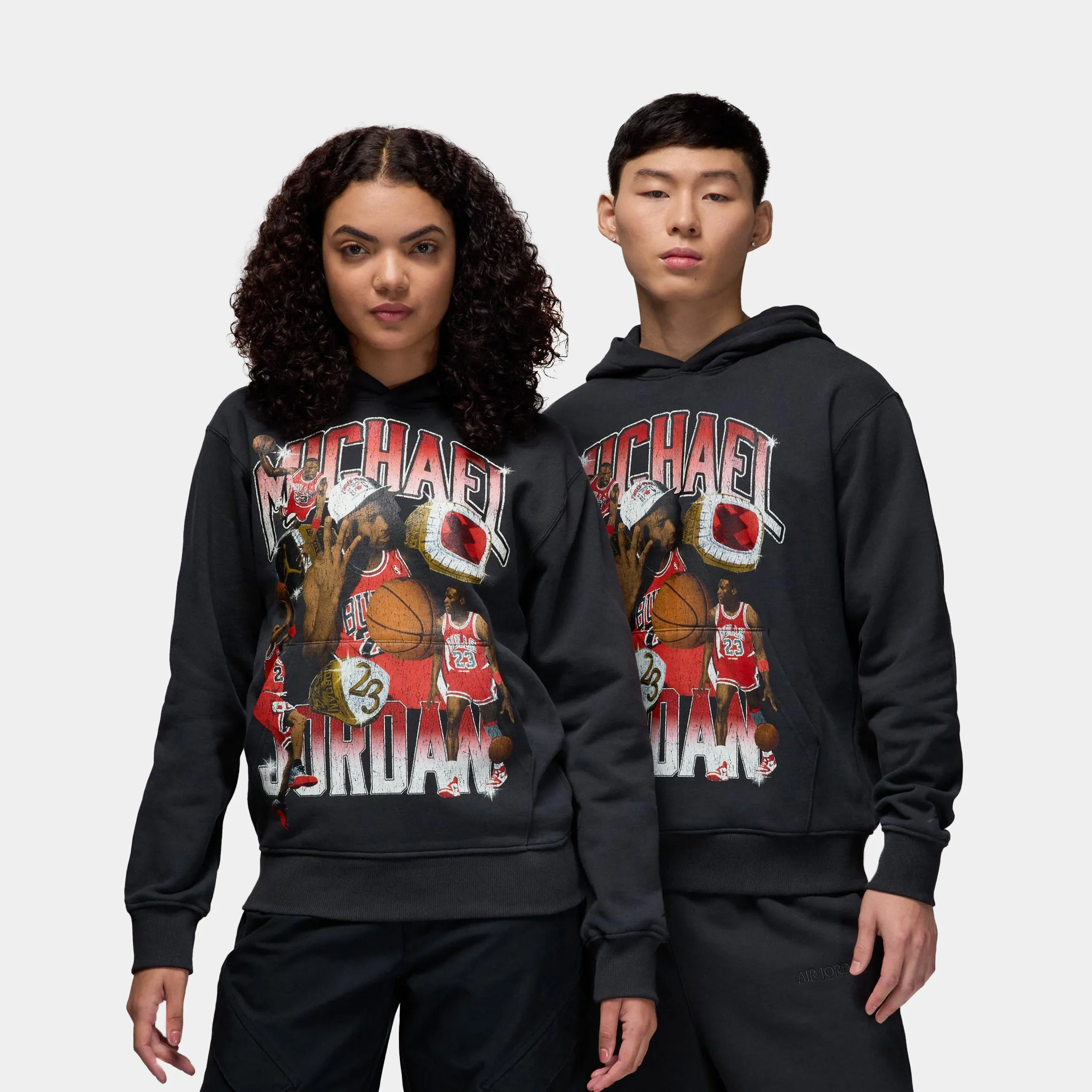 Flight Fleece 23 Michael Pullover Mens Hoodie (Black/Red) Cozy Layers