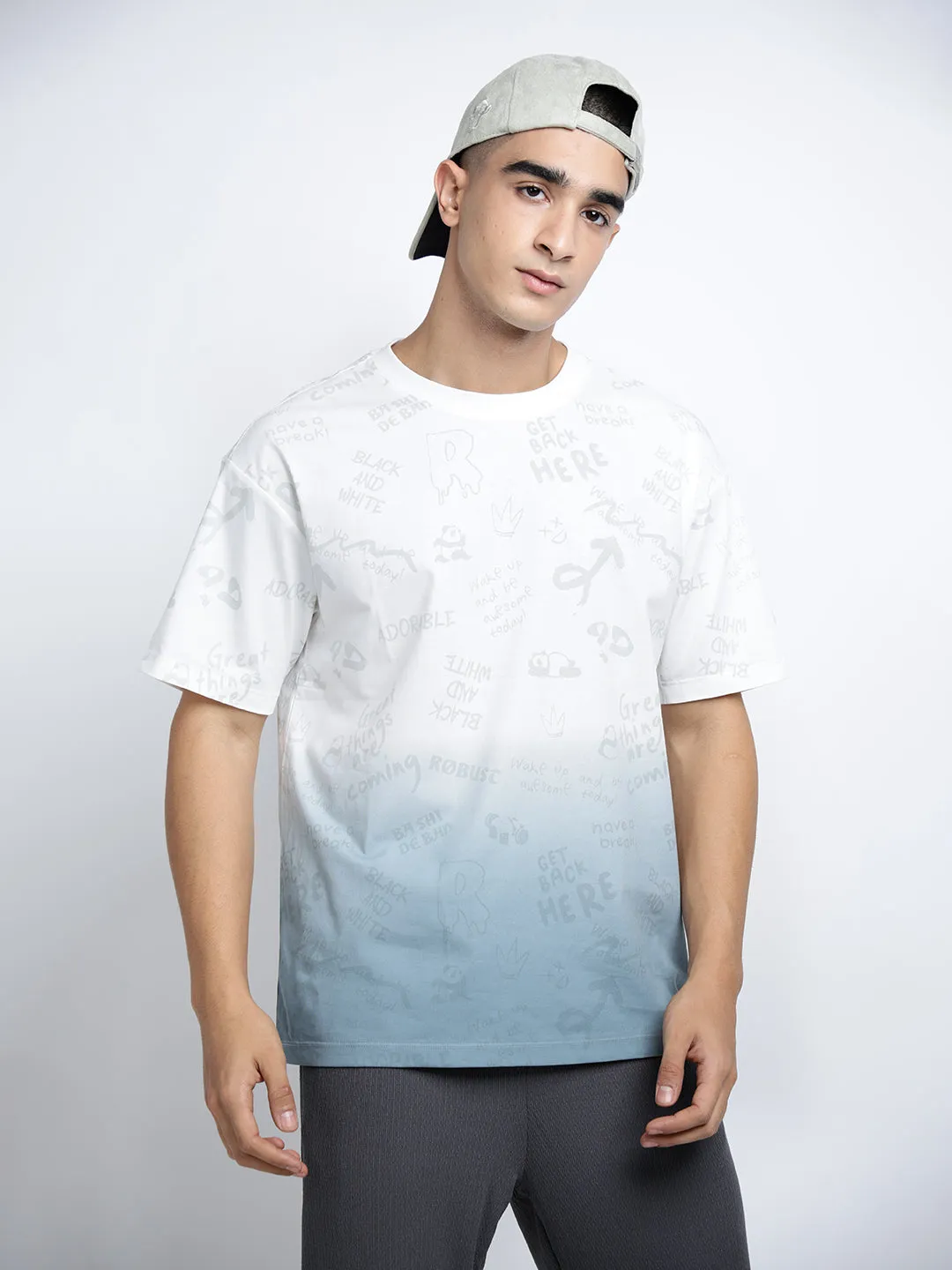 Match Fit Men's Typography White Short Sleeves Round Neck Regular Fit T-Shirt