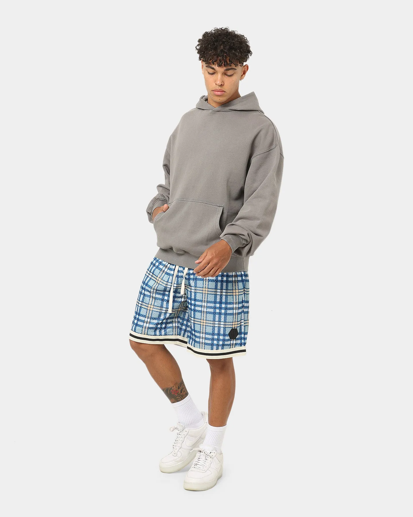 Golf Apparel EN ES Team Basketball Shorts Blue Plaid