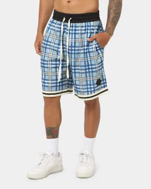 Comfortable Waistband Go Soft EN ES Team Basketball Shorts Blue Plaid