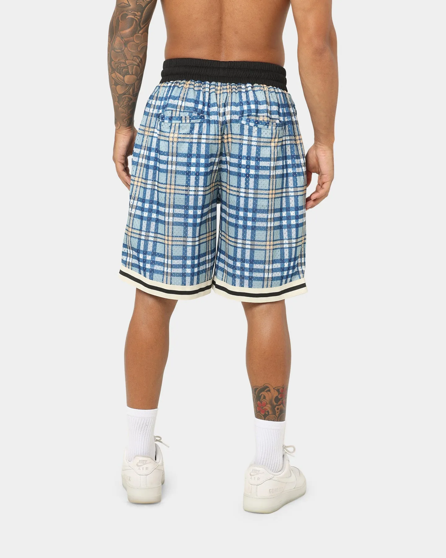 ribbed texture Movement Flex EN ES Team Basketball Shorts Blue Plaid
