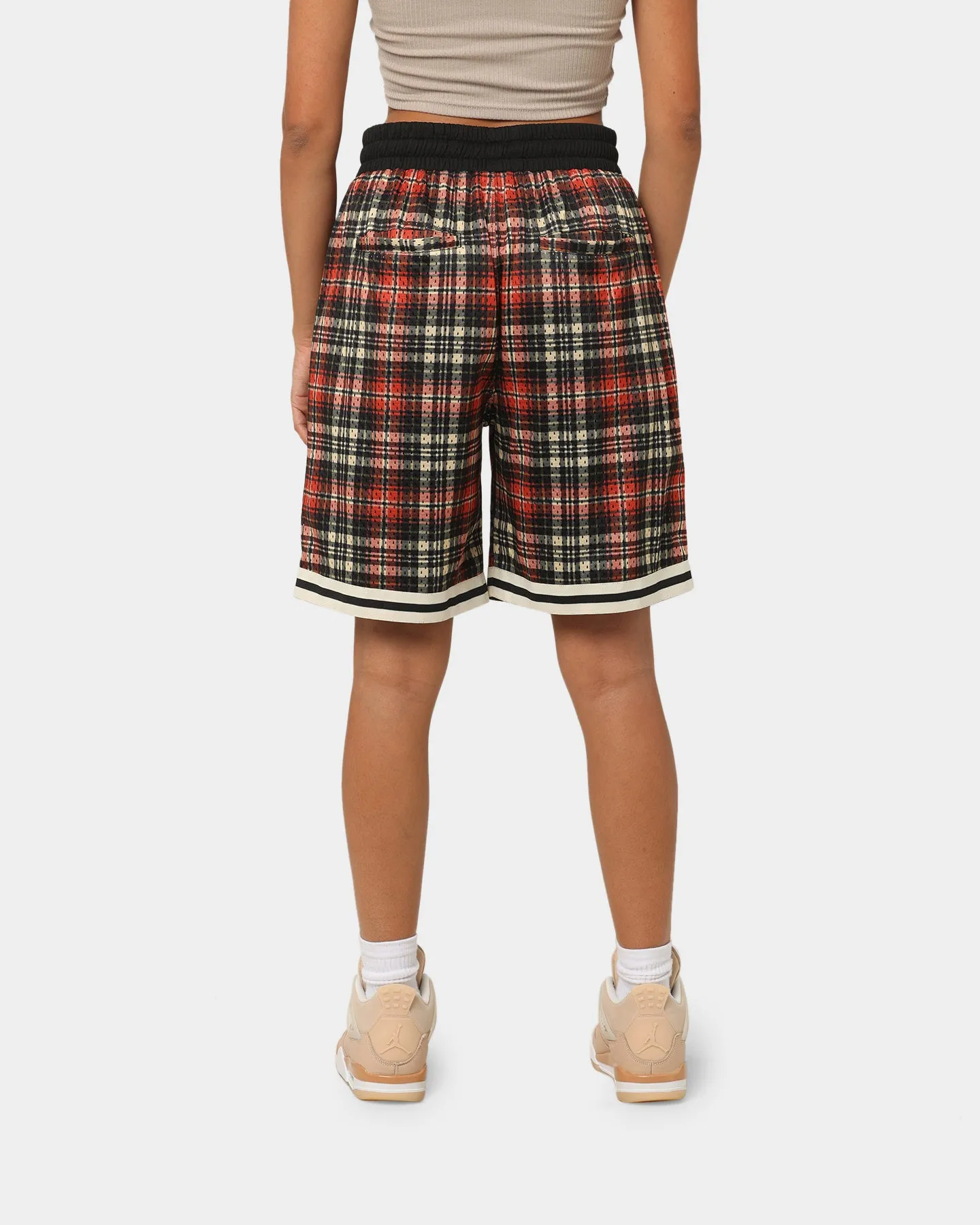 Balanced Design EN ES Team Basketball Shorts Red Plaid