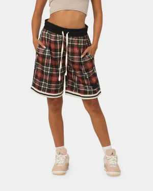 EN ES Team Basketball Shorts Red Plaid Stylish Comfort Airflow Design
