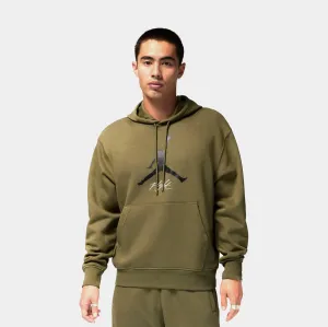 Essentials Fleece Baseline Mens Hoodie (Olive/Black) Designer Street Relaxed