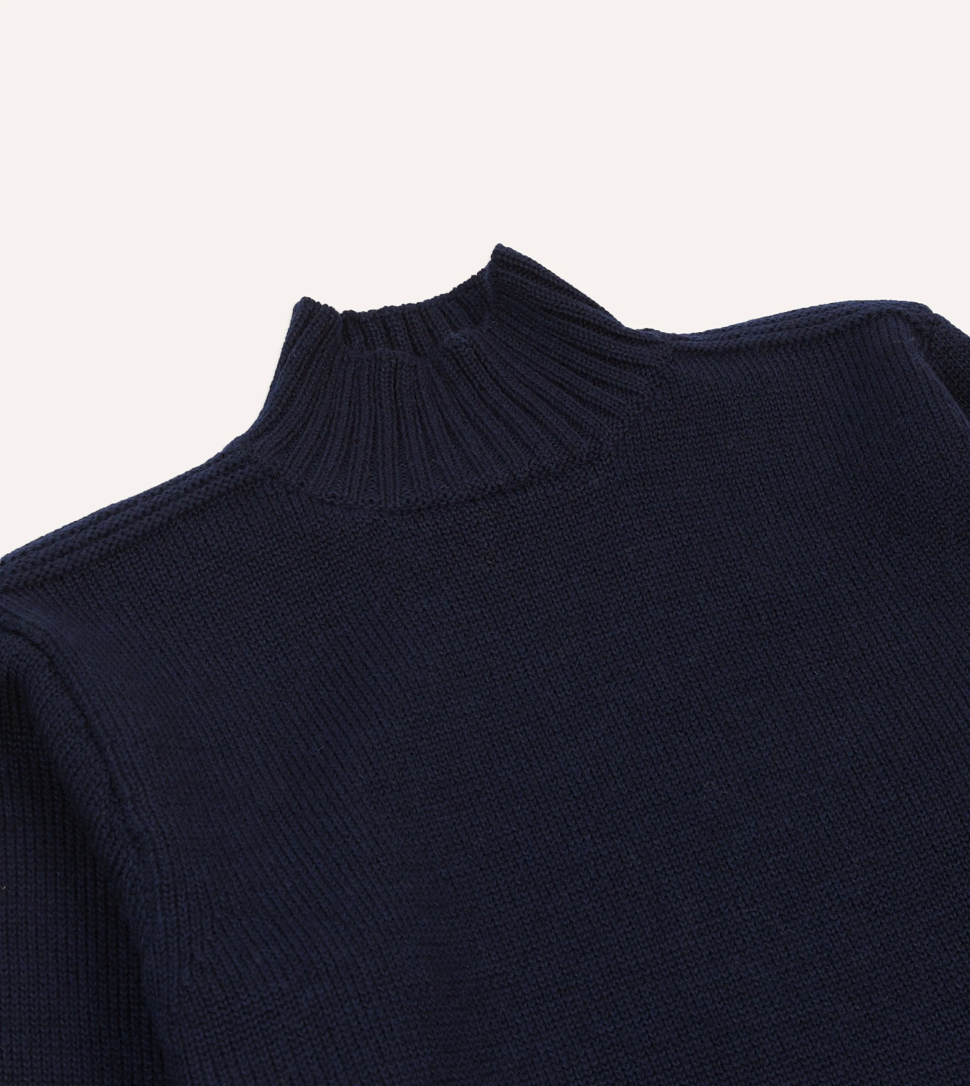 Navy Heavyweight Mock Neck Jumper Moisture Wicking Texture