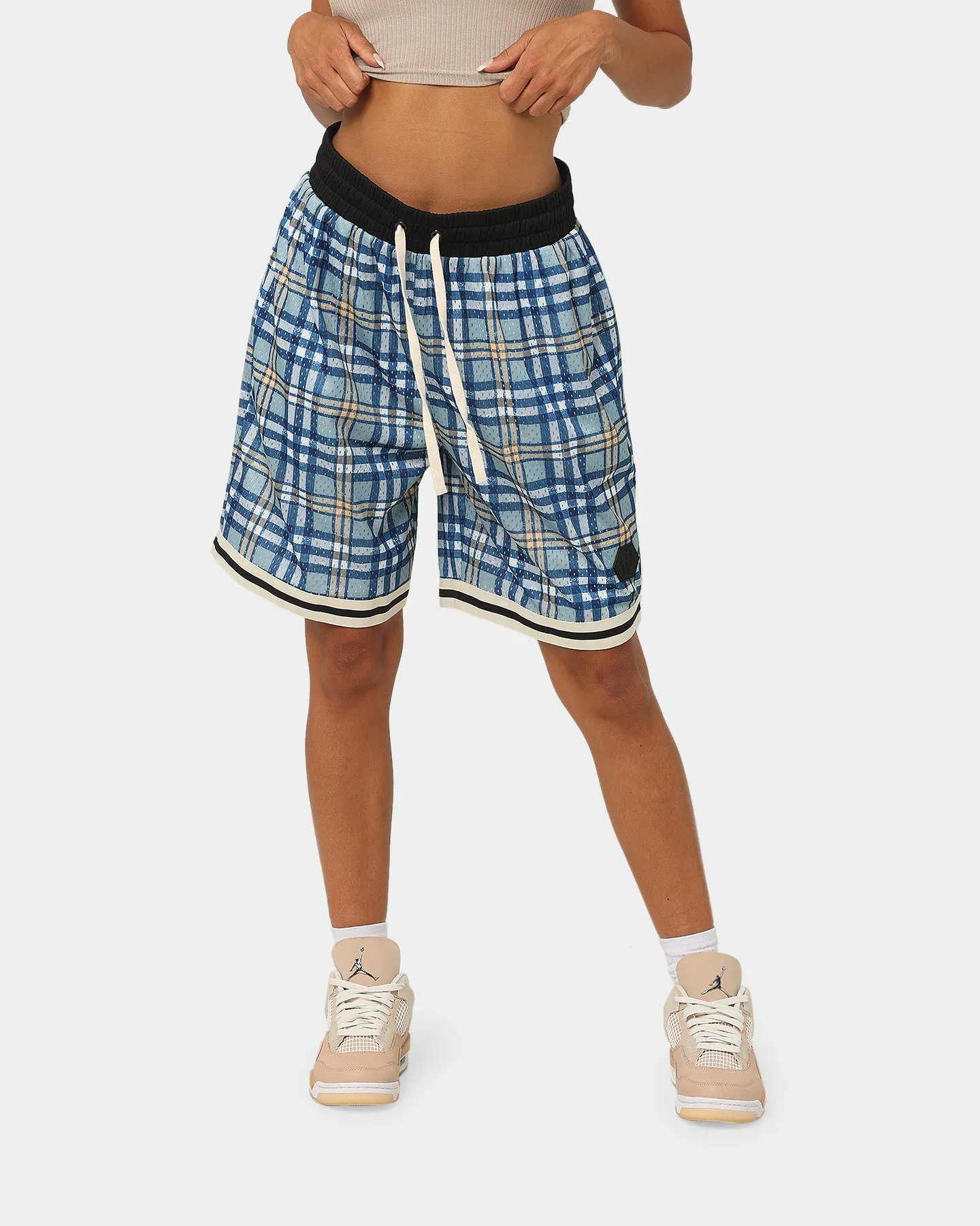 swim shorts EN ES Team Basketball Shorts Blue Plaid