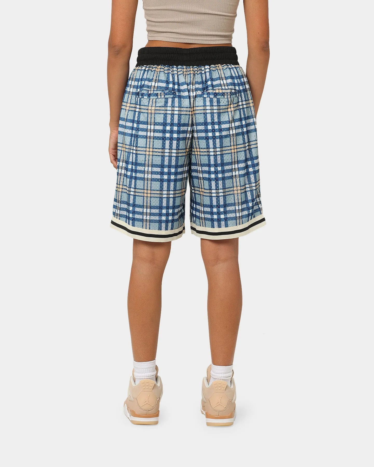 stripe design Comfort Flex EN ES Team Basketball Shorts Blue Plaid