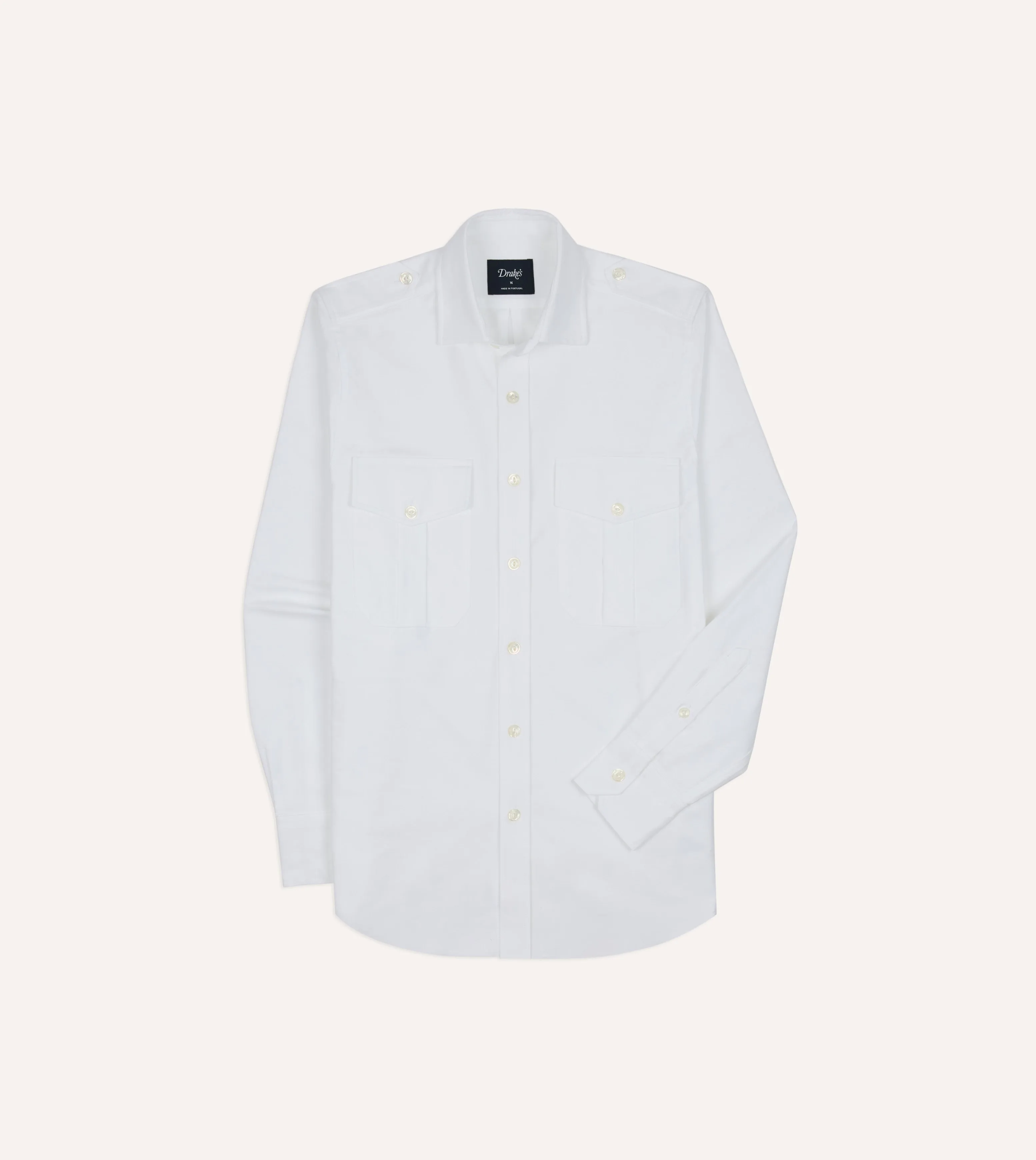 Non Fading Material White Oxford Cotton Military Shirt