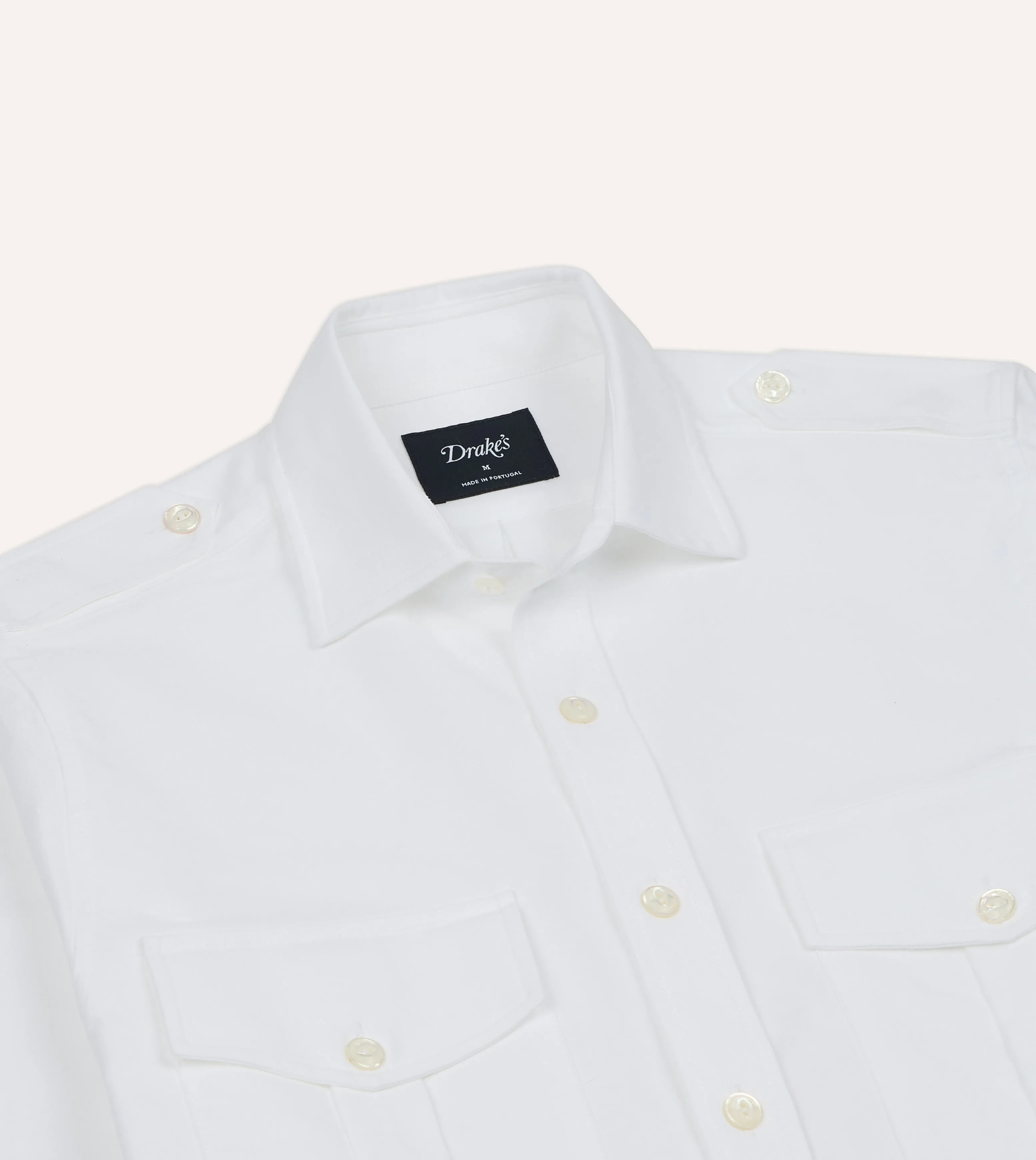 Travel Ready White Oxford Cotton Military Shirt