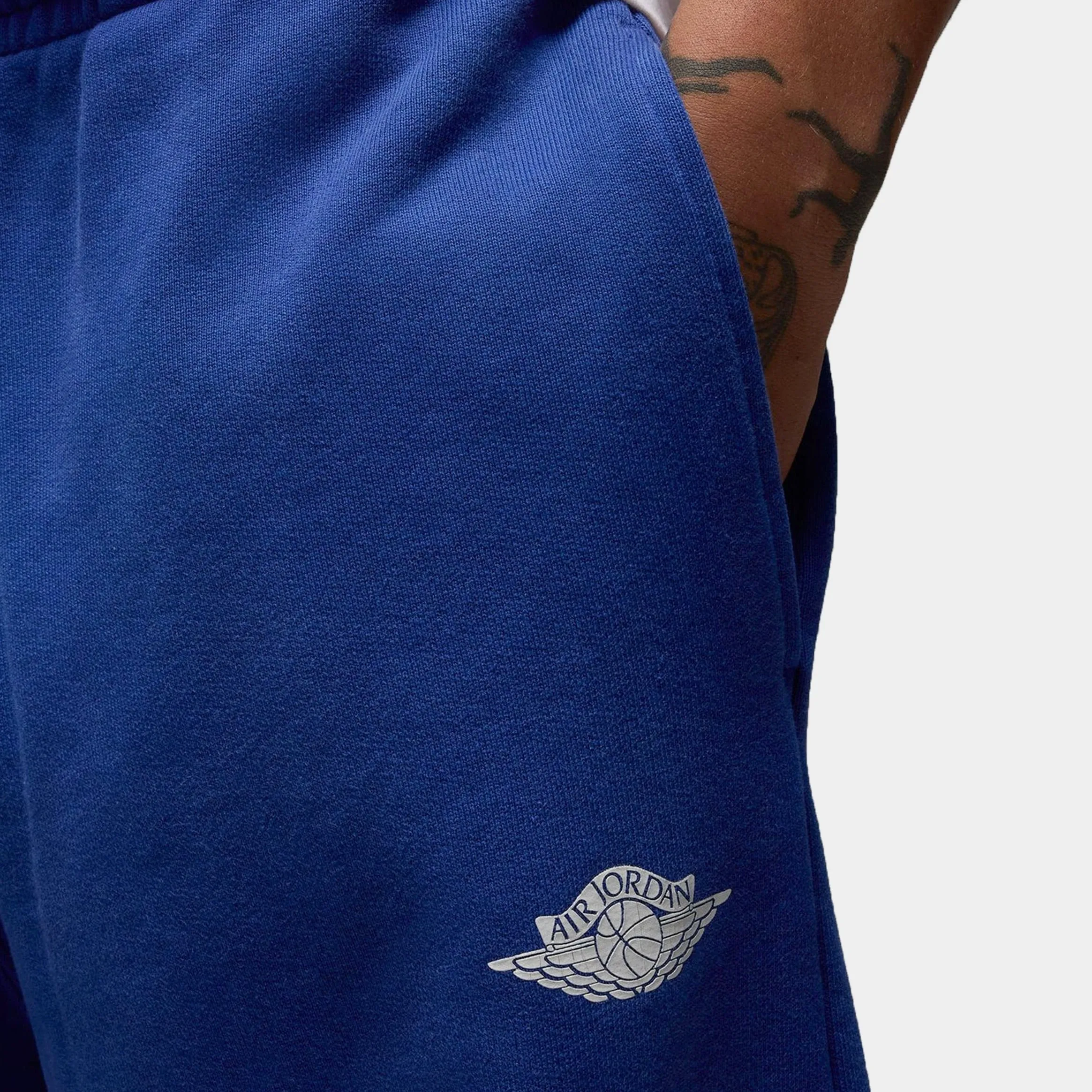 JDN Rare Air Fleece Joggers Mens Sweatpants (Navy/White) Mid Rise Erasable Logo Patch