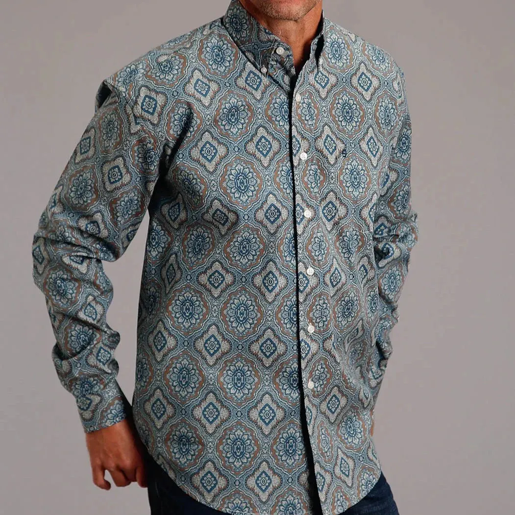 Effortless Look Stetson Men's Sierra Paisley Western Snap Shirt in Blue