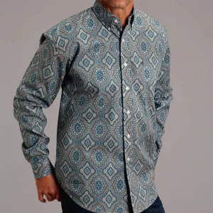 Effortless Look Stetson Men's Sierra Paisley Western Snap Shirt in Blue