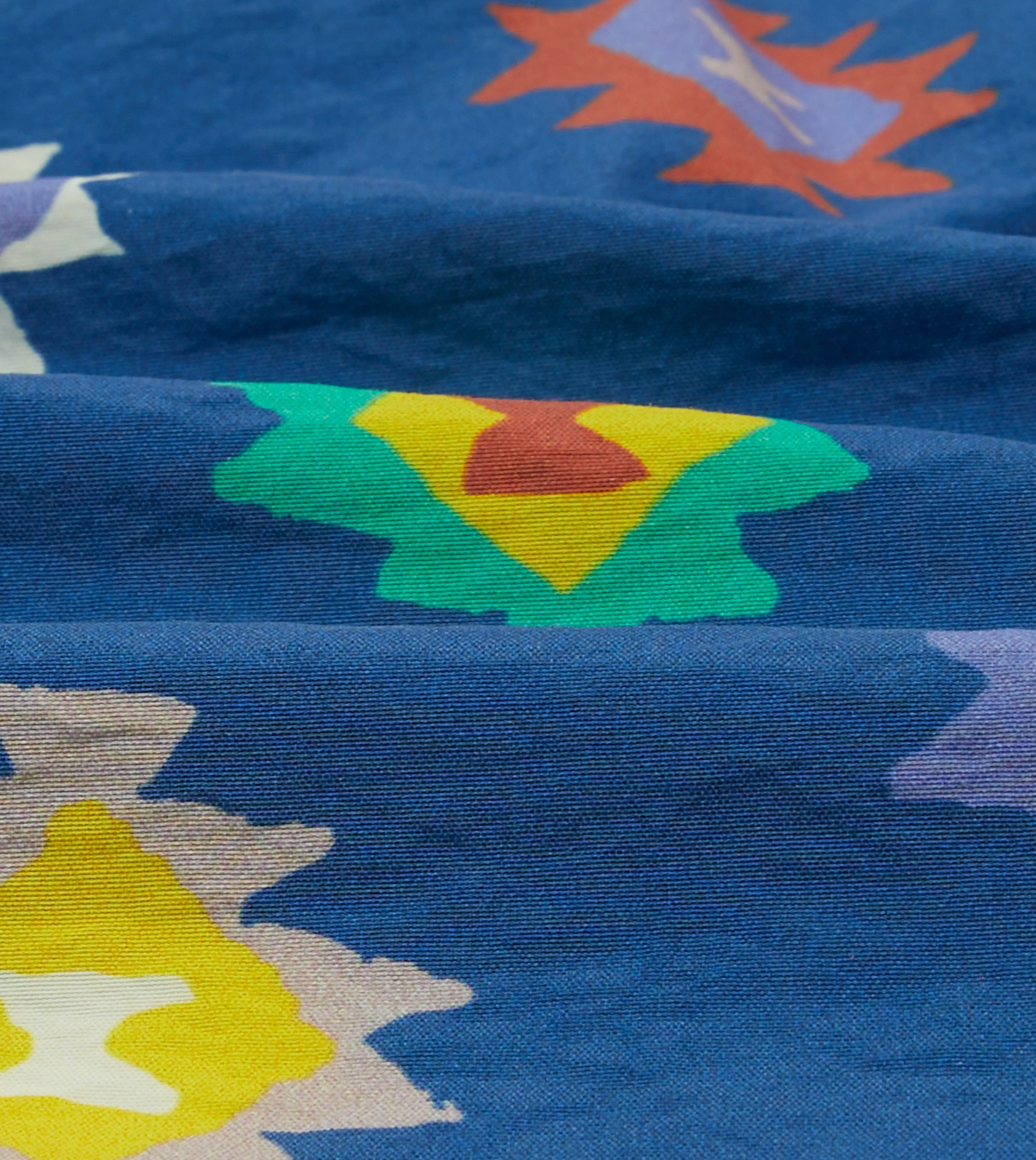 UPF Protection Blue Kilim Print Nylon Drawstring Swim Shorts