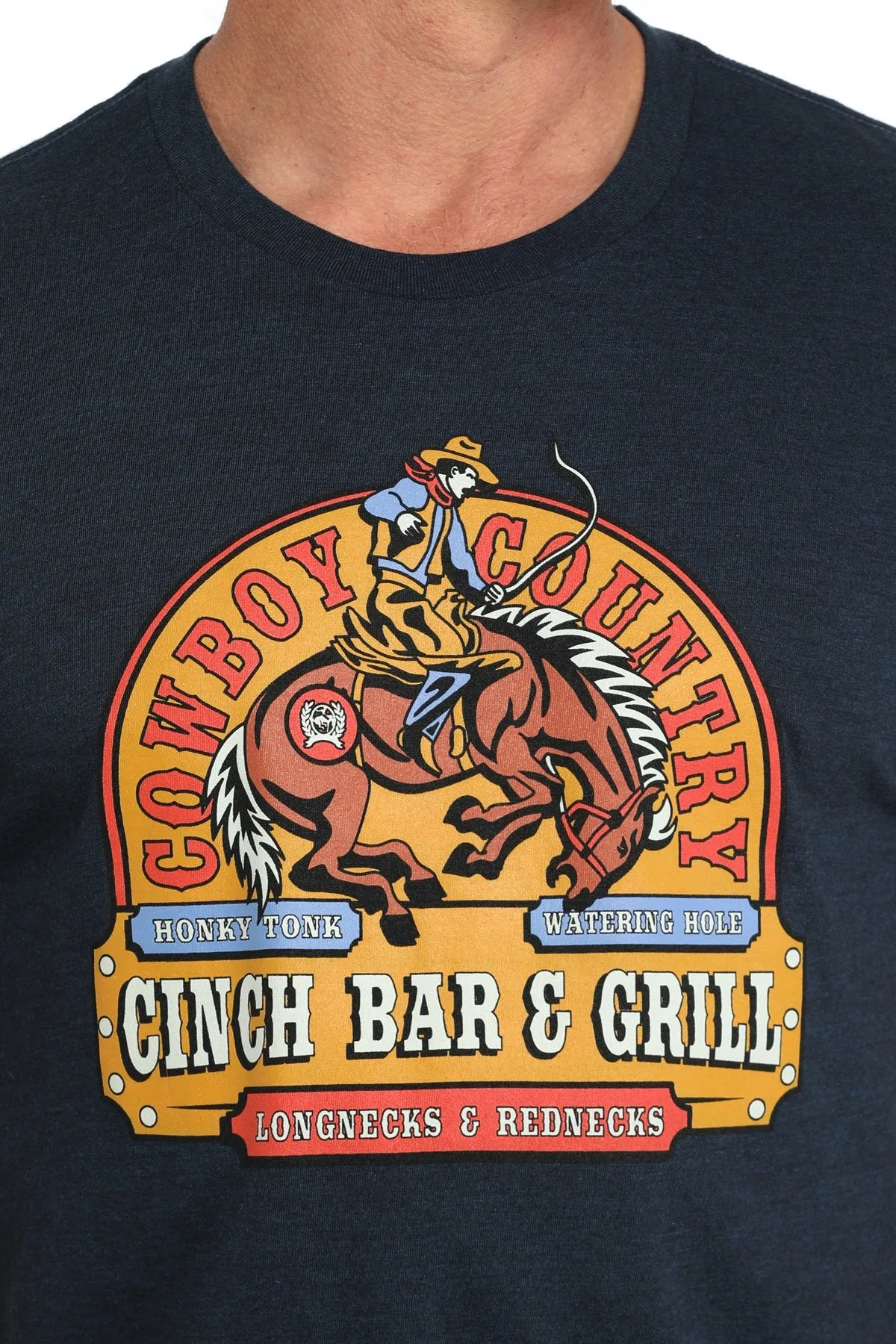 Cinch Men's Bar And Grill Graphic T-Shirt in Navy Blue short sleeved Slim Comfort