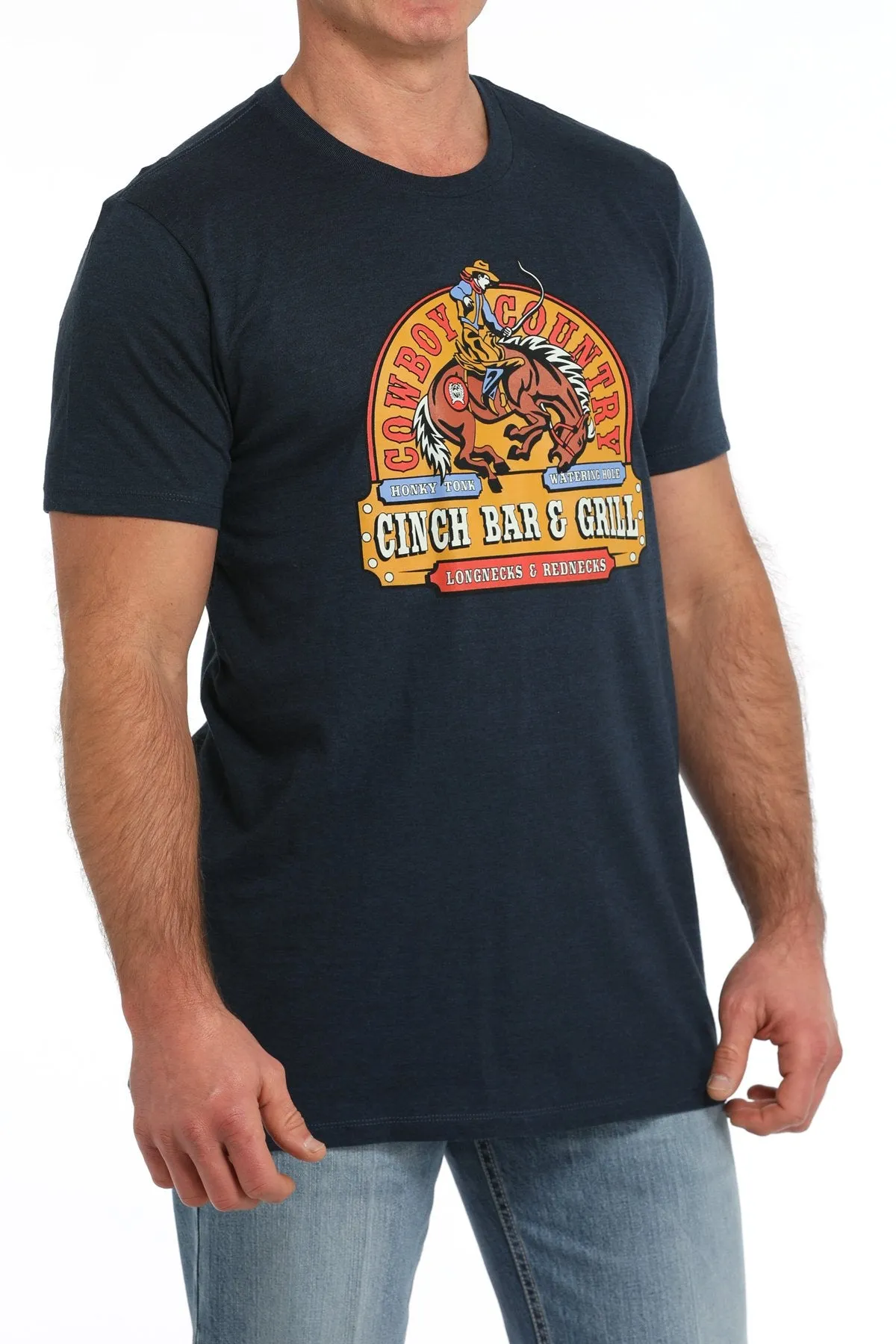 Cinch Men's Bar And Grill Graphic T-Shirt in Navy Blue Athletic and Cool