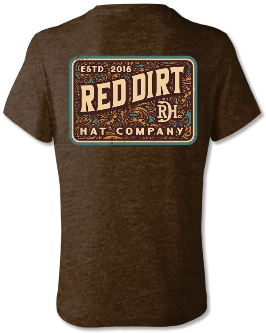 Red Dirt Hat Co. "Tooled Leather" Graphic T-Shirt in Brown Functional Wearable High-Quality Fabric