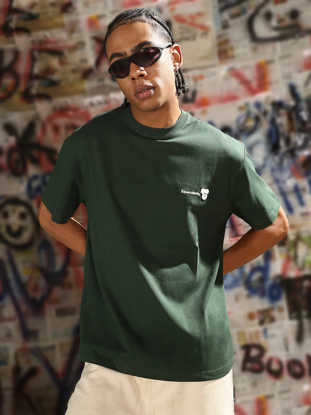 Timeless Skirt Comfortable fit Men's Casual Green Cartoon Print Relaxed Fit T-Shirt