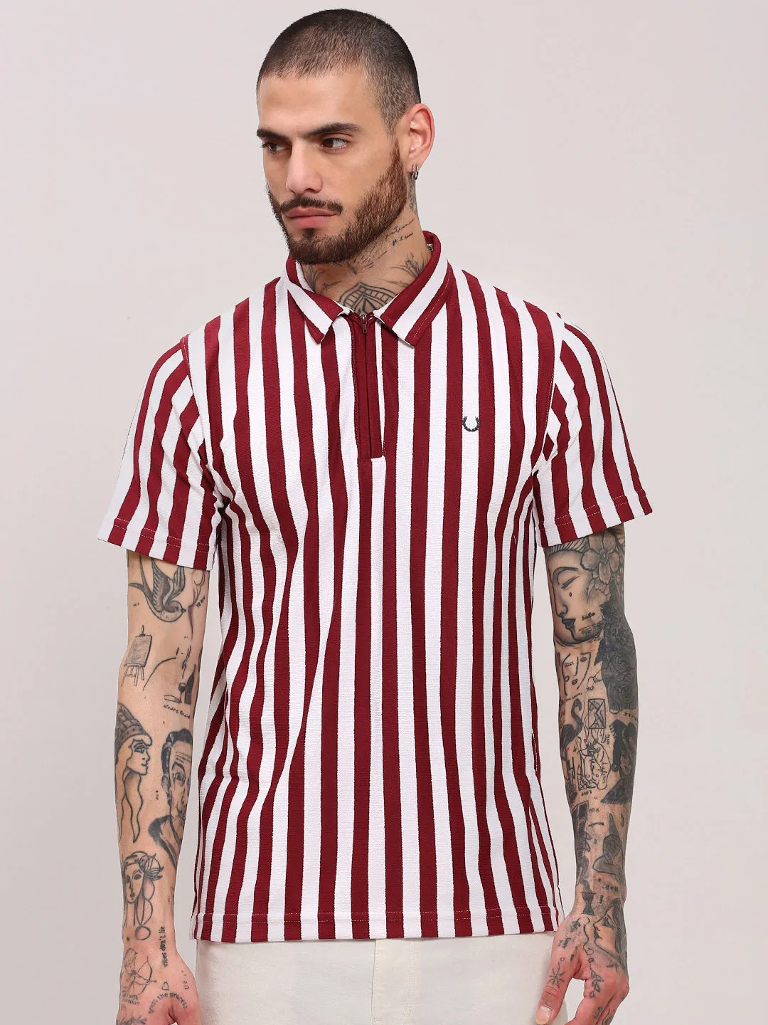 Men's Red Striped T-Shirt WaterRepellent Vacation Mood