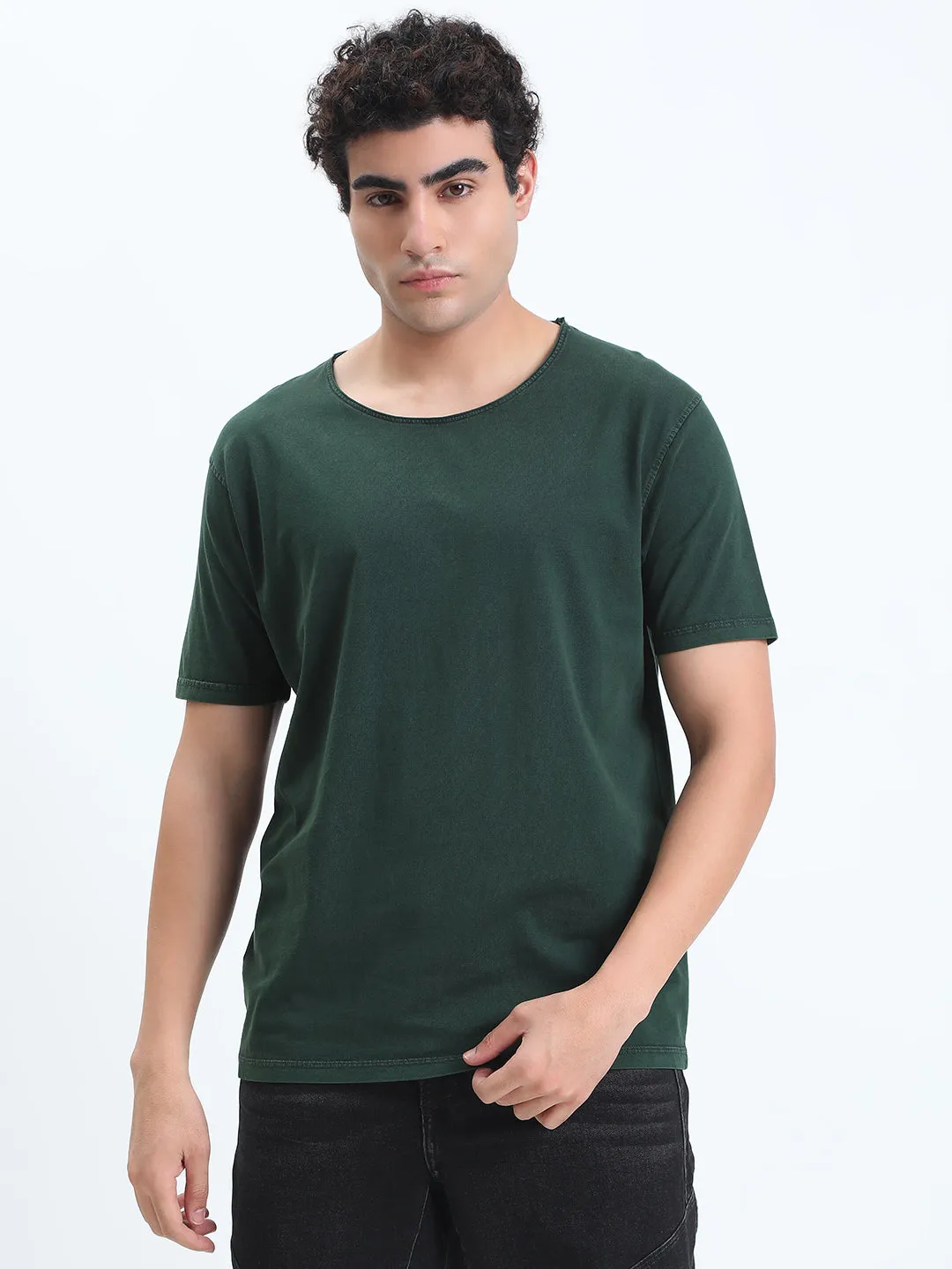 Men's Green Round Neck Regular Fit T-Shirt Noble Grace African Bold