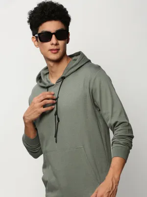 Chill Style Men's Grey Long Sleeves Hooded Cotton Pullover