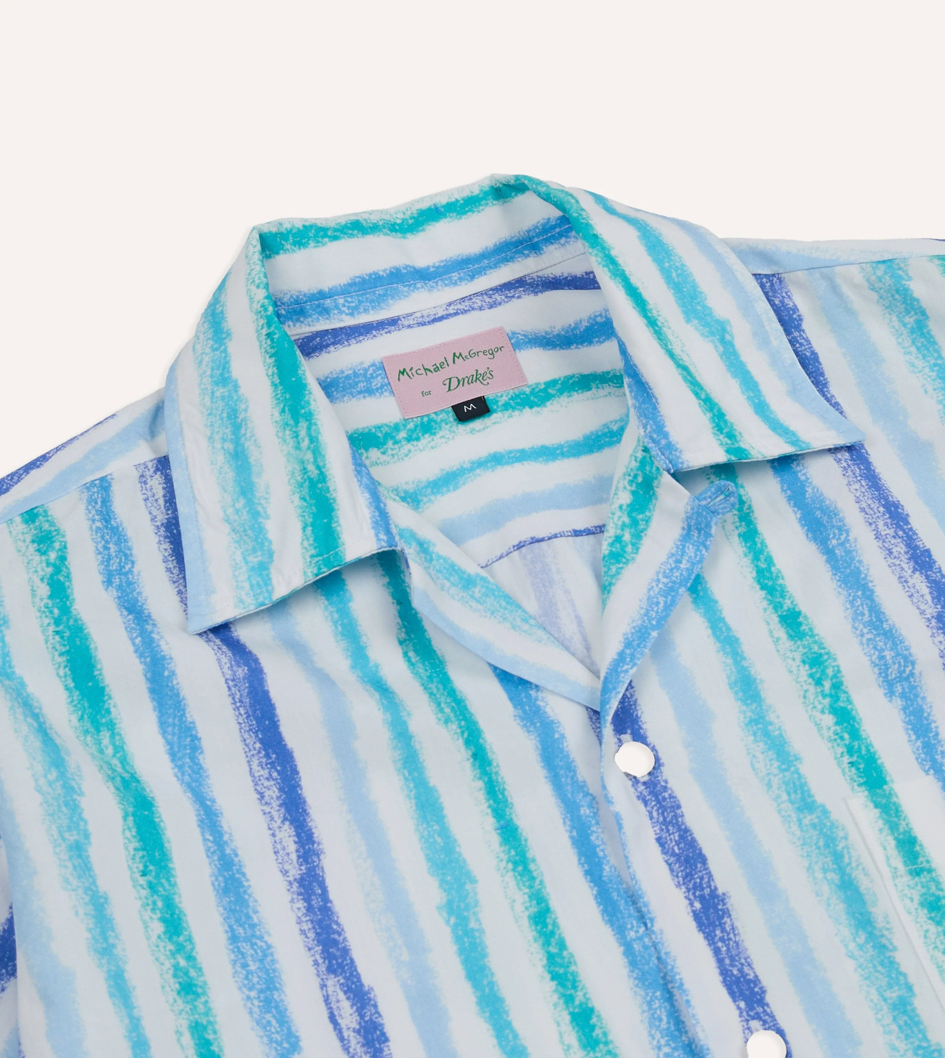 Sporty Design Michael McGregor for Drake's Stripe Camp Collar Shirt